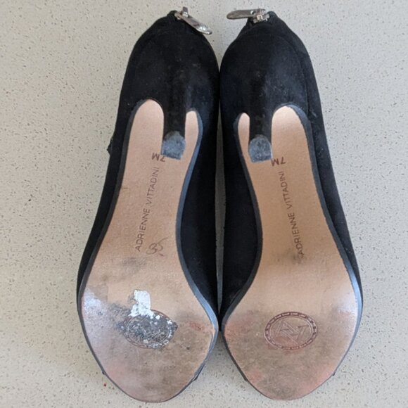 Black Adrienne Vittadini open toe leather booties EUC - Picture 4 of 4